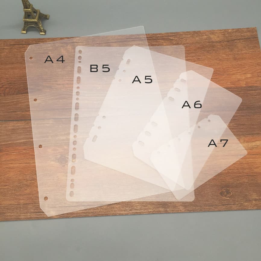 A5/A6 Universal 6-hole Loose-leaf Dividers, PP Transparent Frosted Thick 60 Gauge Inner Page Dividers