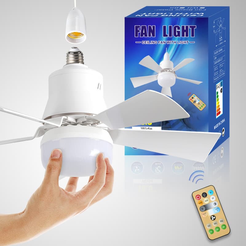 E27 E-commerce best-selling custom molded detachable split flower-shaped fan light with stepless dimming, three-color dimming, and timer memory.