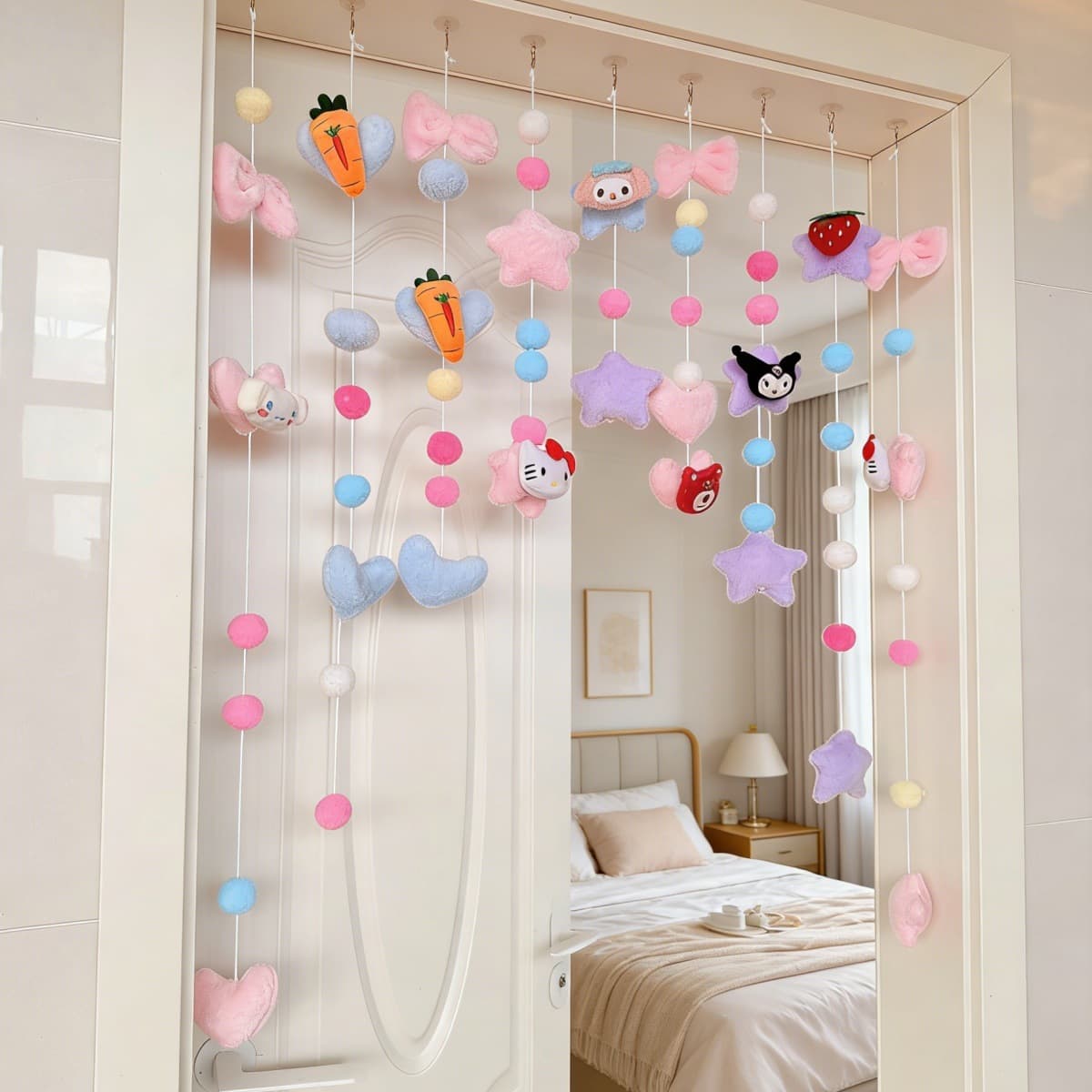 Cute Cartoon Door Curtain Partition Half Curtain Factory Direct Drop Shipping DIY Trendy Curtain