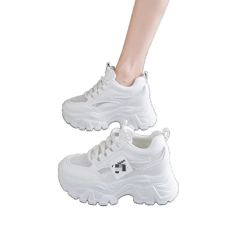 Mesh Breathable Casual Sports Shoes for Women 2026 Trending Summer Elevated Sneakers Thick Sole Korean Style Thin Dad Shoes