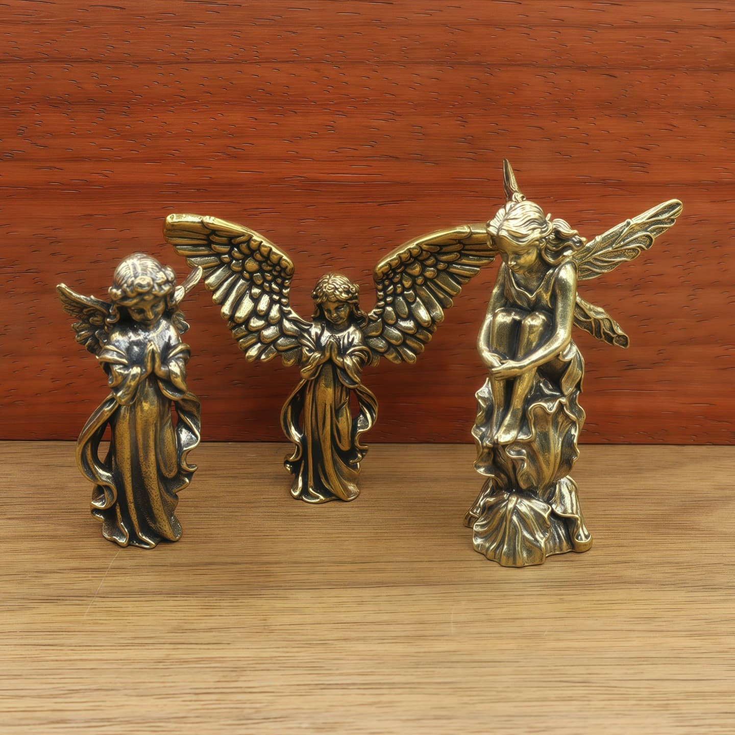 Cross-border Hot-Selling Brass Guardian Angel Retro Wings Cupid Statue Small Decoration Desktop Ornament