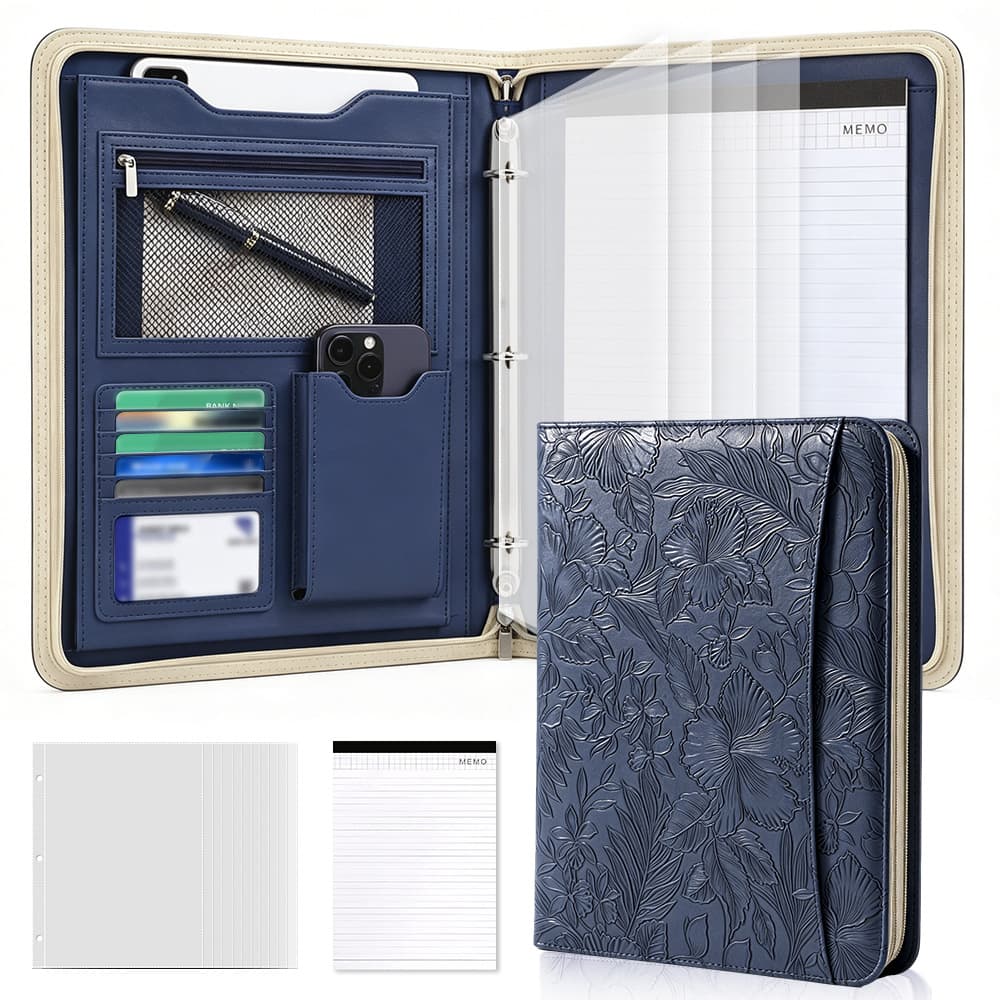 Amazon cross-border A4 folder pu leather manager folder office talk sheet folder loose-leaf sales zipper bag