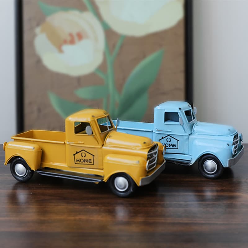 Retro Entryway Decorative Car Model Ornament Tinplate Car Classic Car Sample Room Soft Furnishing Photography Handmade Ironwork