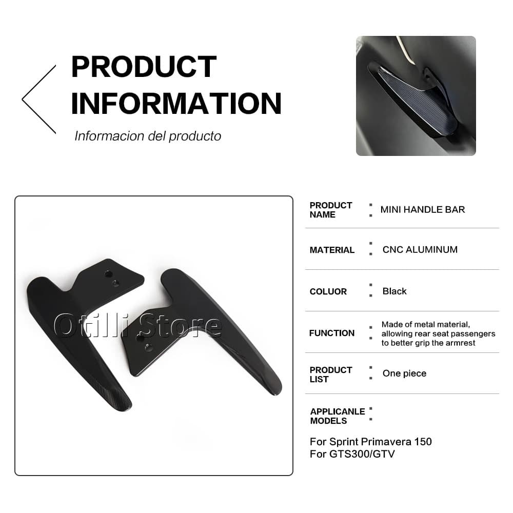 Motorcycle Modification Accessories Vespa Spring Sprint GTS300 Aluminum Alloy Rear Passenger Grab Handle Cross-border