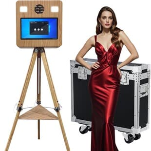 Cross-Border Wood Grain Photo Booth Sticker Photo Camera 15.6 Inch Retro Wood Photo Booth