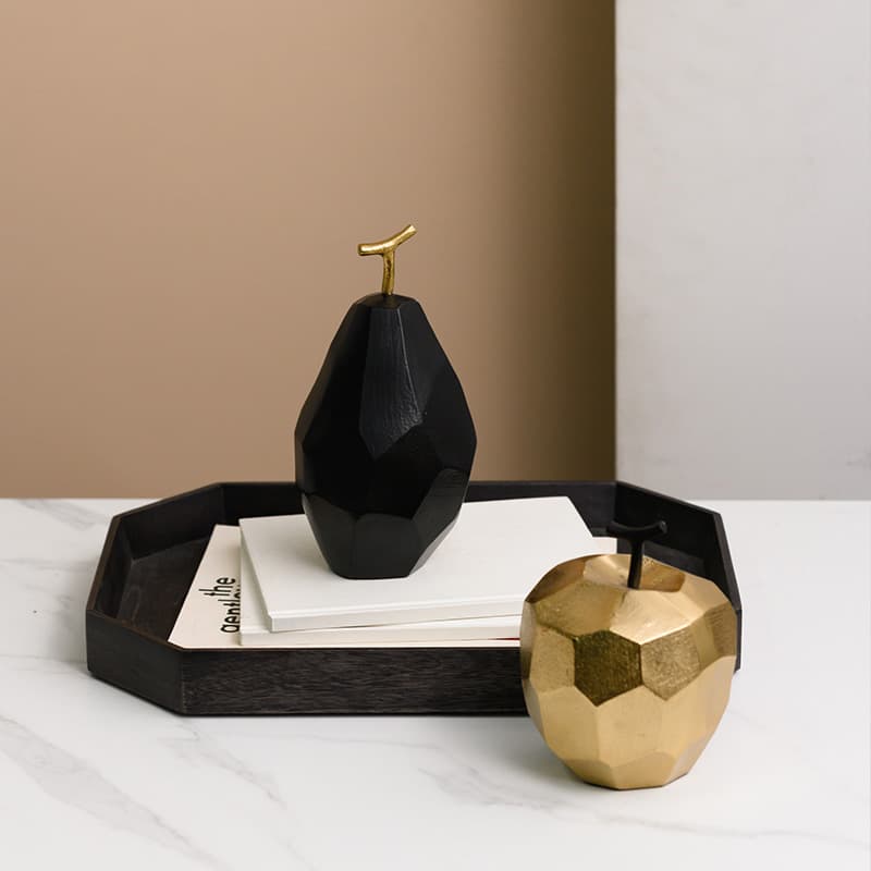 Imported Indian Light Luxury Aluminum Apple Pear Geometric Faceted Decoration, Nordic Showroom Living Room Coffee Table Fruit Ornament