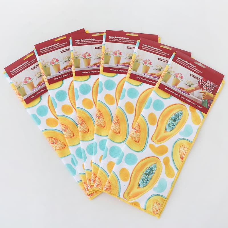 Custom printed microfiber kitchen towel with card header