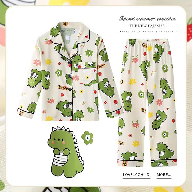 Girls' Pajamas 2024 New Spring and Autumn Long Sleeve Set, Children's Western Princess Style Homewear for Middle and Big Kids