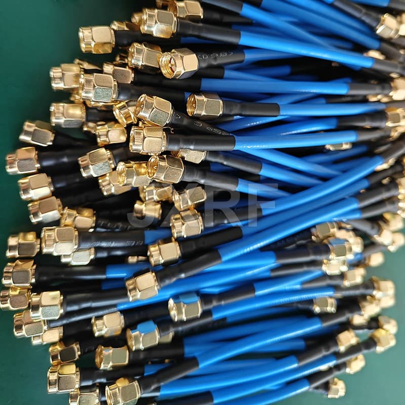 Custom Processing RF Coaxial Cable Assembly SMA to SMA N-Type Connector CF141 RG402 Blue Adapter Cable