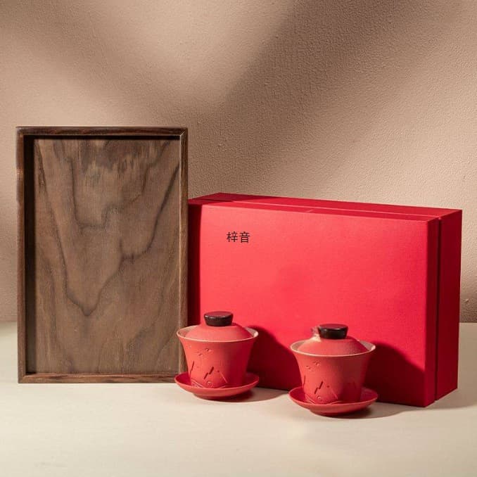 Wedding antique teacup, newlywed red lidded bowl, tea cup, tea set, girlfriend gift for newlyweds, wedding supplies