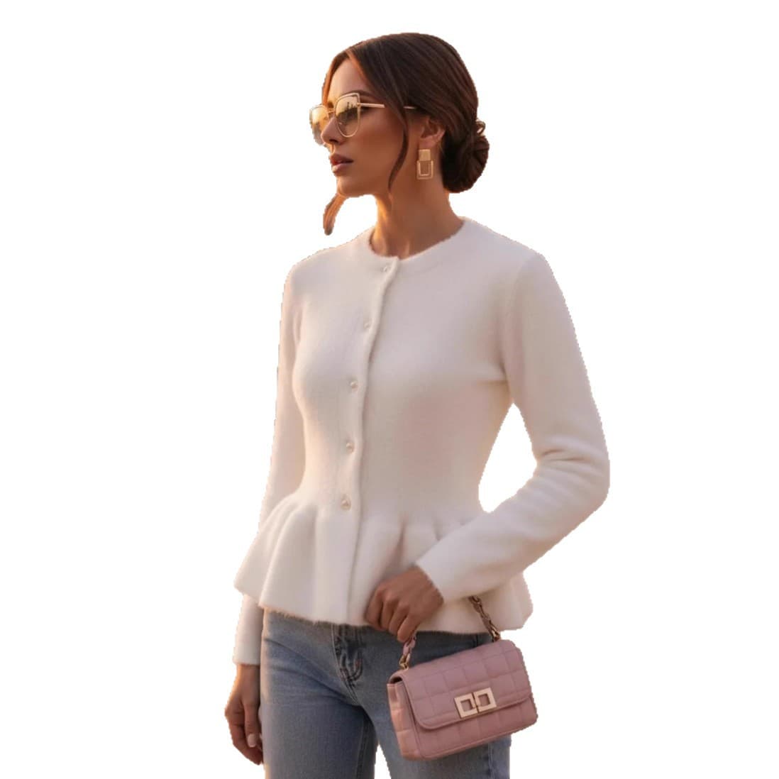 Women's Faux Mink Cashmere Cardigan Sweater, New Fall/Winter High-End Fishtail Top, Chic Chanel-Style Knit Jacket