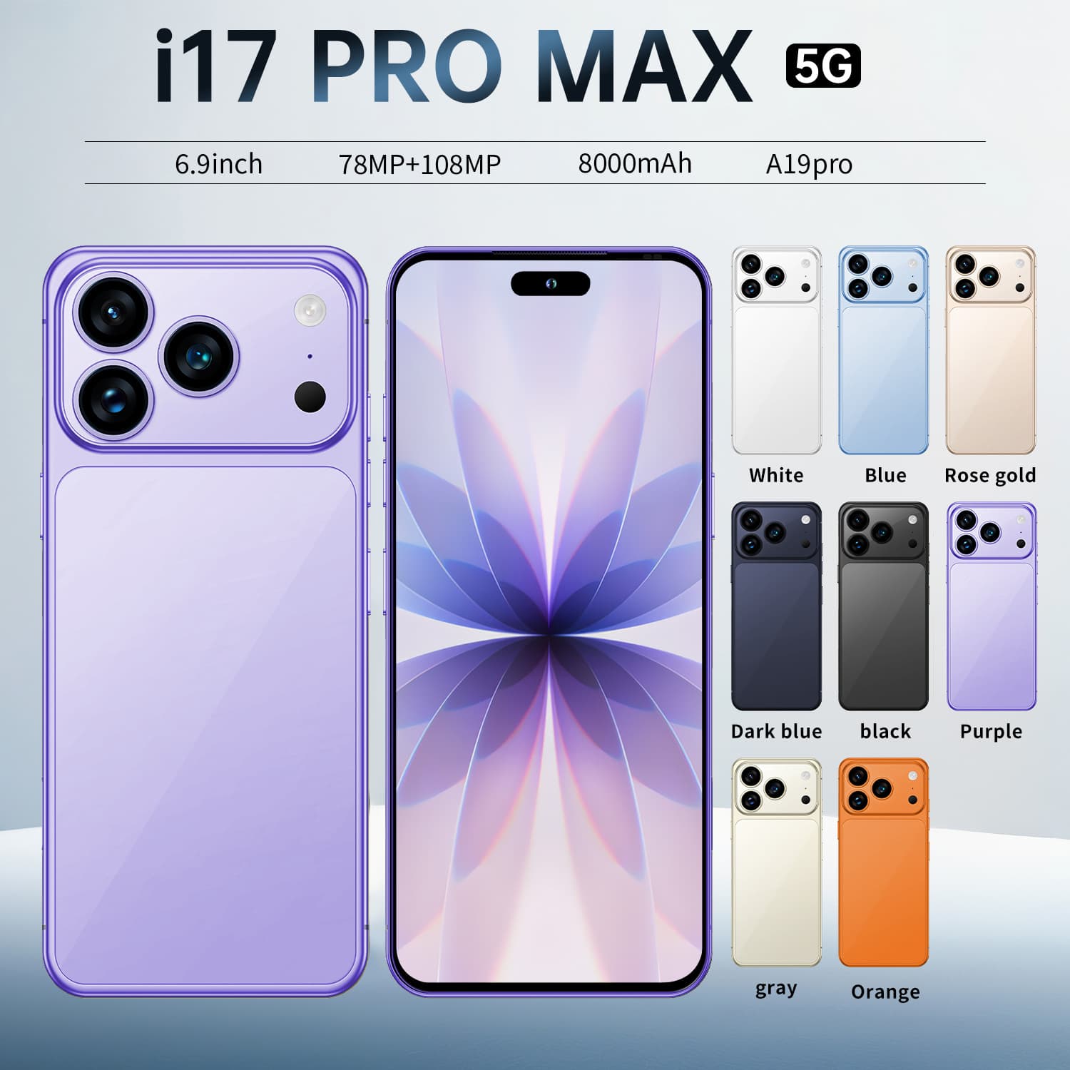 Hot-Selling Cross-Border i17 ProMax Smartphone 7.3-Inch 16+1T Android Smartphone Factory Direct Price
