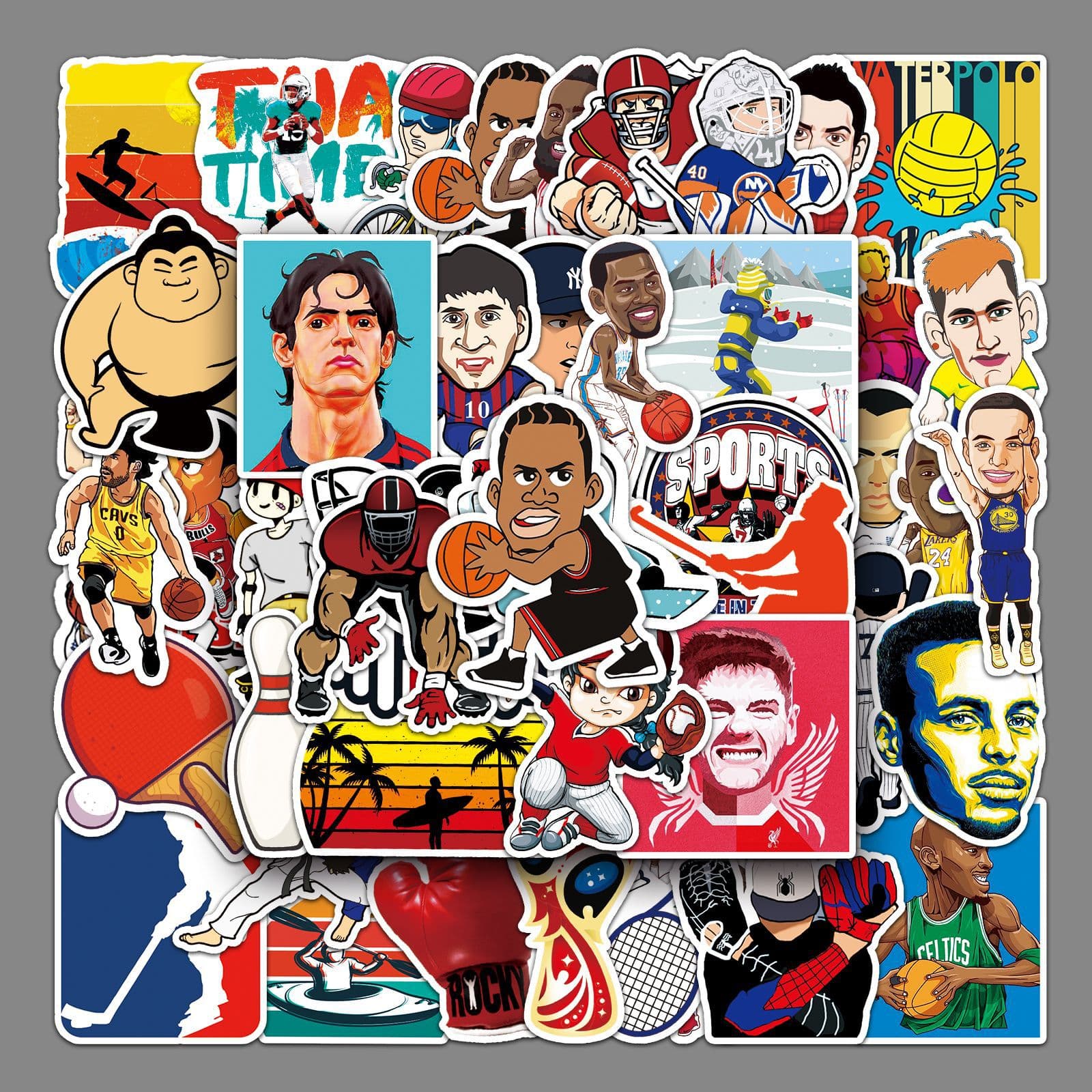 50-Piece Set Sports Celebrity Star Cartoon Stickers Luggage Travel Refrigerator Decorative Stickers Graffiti Colorful Decals