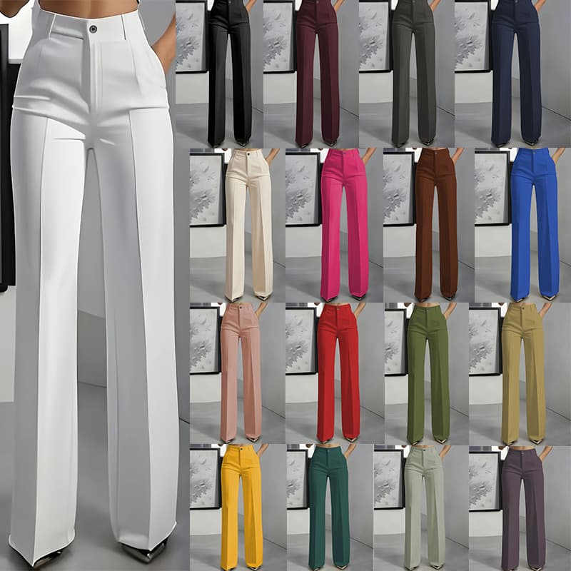 2026 New Style High-Waisted Straight Leg Simple Suit Trousers for Women (European and American Cross-Border Design)