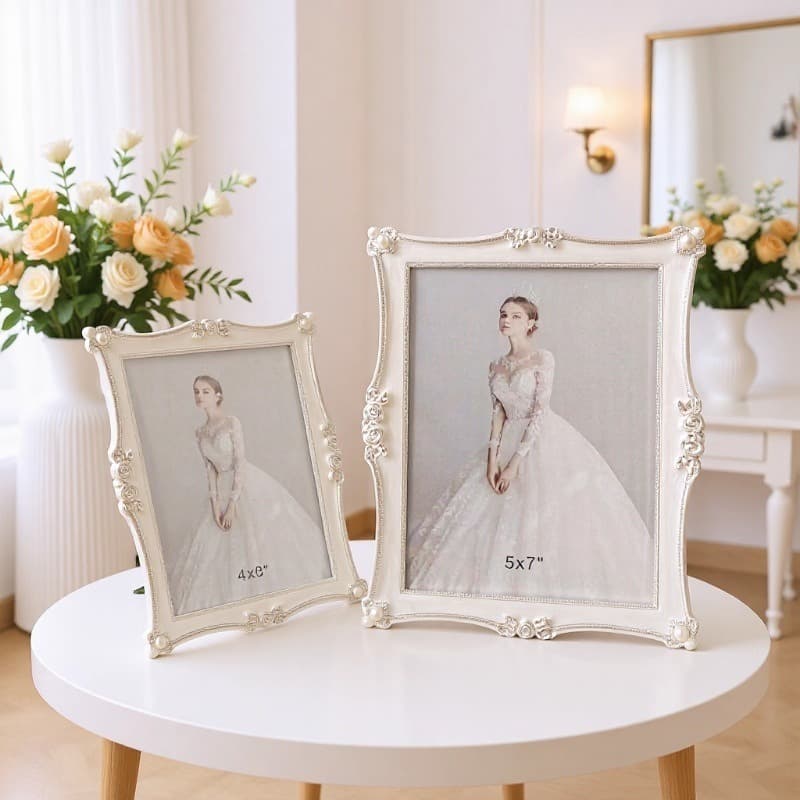 Environmentally friendly zinc alloy silver epoxy metal photo frame, fashionable table photo frame