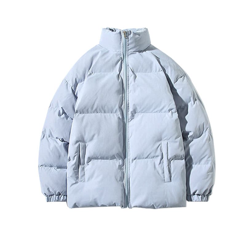 Thickened Cotton Jacket Men's Winter Outerwear Loose Fit Large Size Zipper Closure Warm Casual Style Pure Color Stand Collar