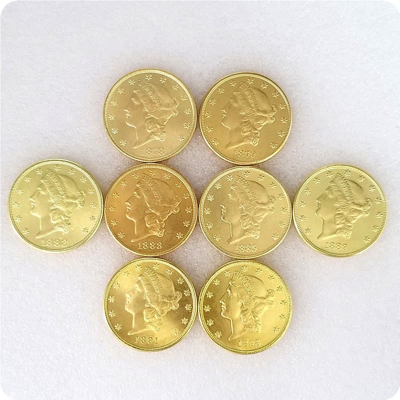 US commemorative coins brass material 1878~1893 eight brass versions antique-style crafts