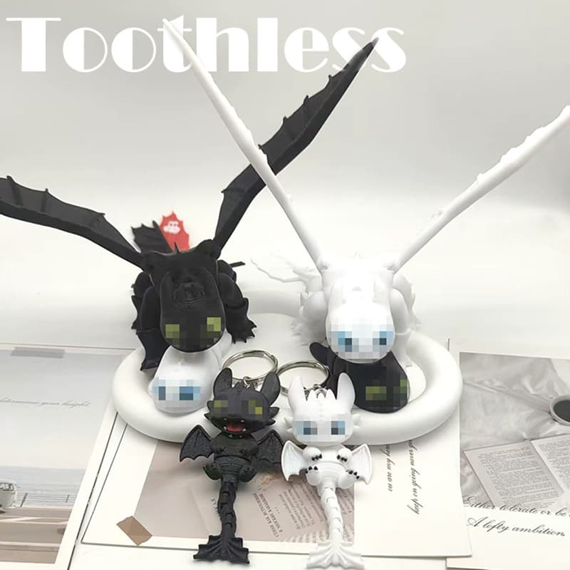 3D printed Toothless ornaments Night Fury full body joints movable creative pendant desktop small flying dragon doll ornaments