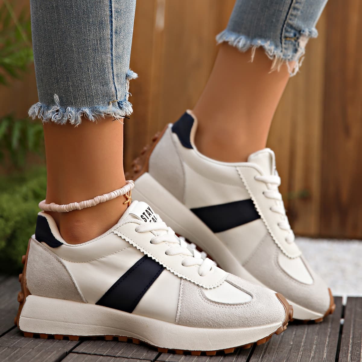 Chunqiu In Stock Slim Waist Women's Shoes Fashion Chunky Sole Casual Dad Sneakers Leather Agam Sneakers Women's Sports Shoes