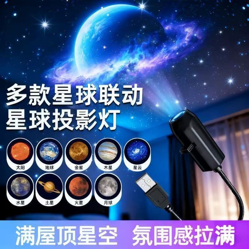 Cross-border popular starry sky lamp moon lamp bedroom LED night light Christmas Halloween projection lamp internet celebrity background light