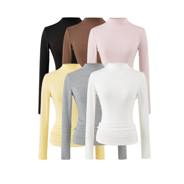 Cashmere Waist-Tied Long-Sleeve Base Top 2025 Fall/Winter New Solid Color Slim Fit T-Shirt