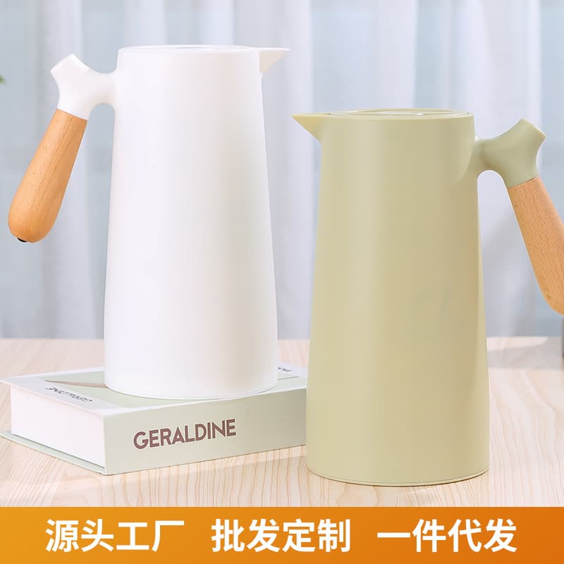European Style Wooden Handle Insulated Water Bottle Simple Fashion Coffee Pot Home Use Heat Preservation Bottle Gift Engraving