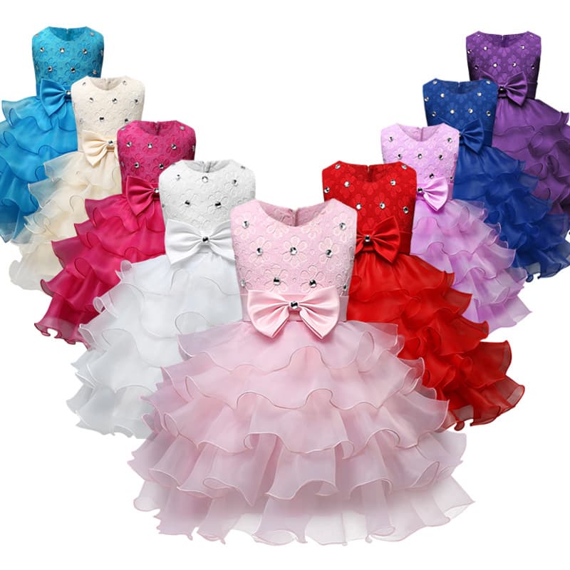 Girls' Dress 2021 European and American Children's Dress Western Style Bow Children's Clothing Dress Princess One-Piece Delivery