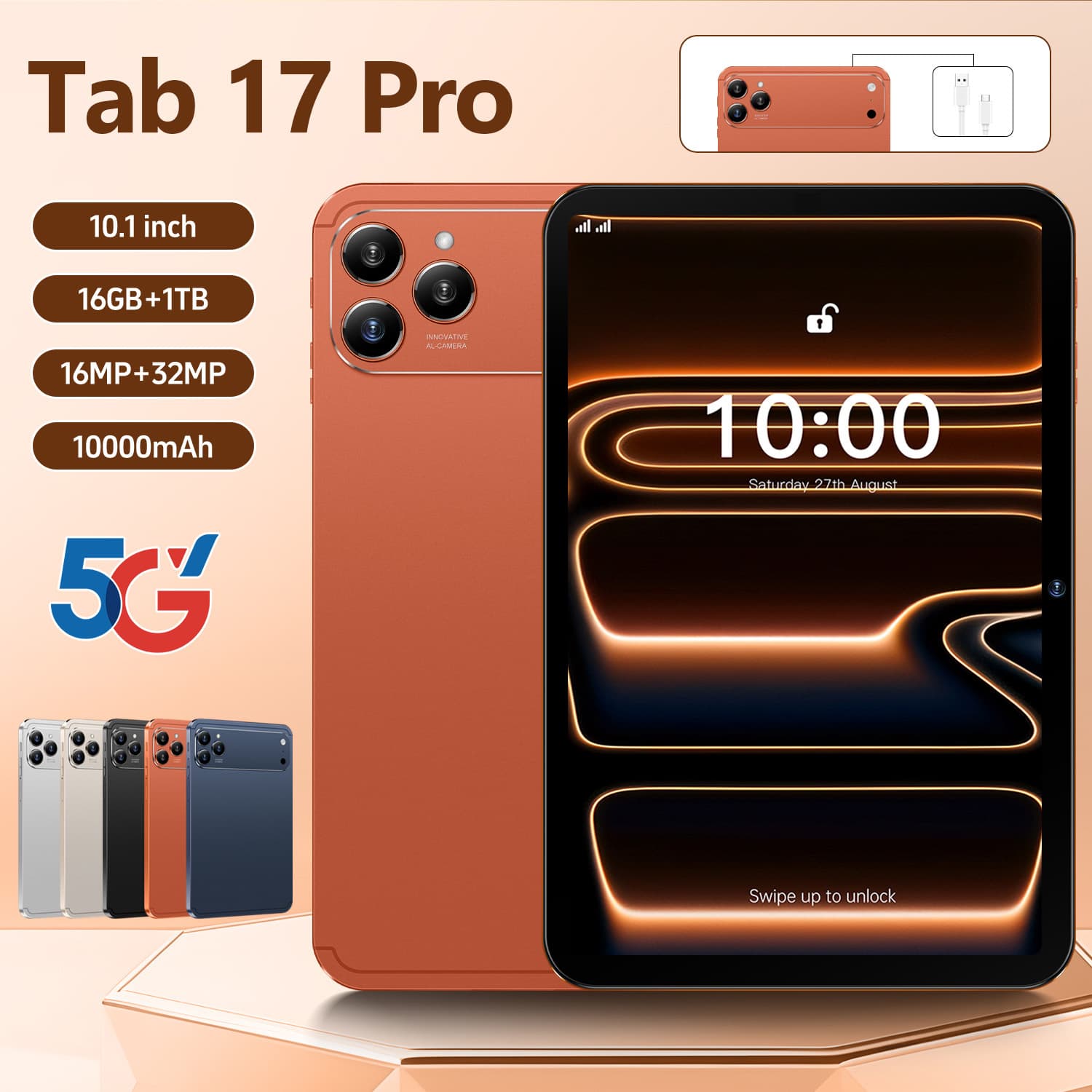 Tab 17 Pro cross-border 10.1-inch 4+32G octa-core chip long battery life 4G call foreign trade tablet