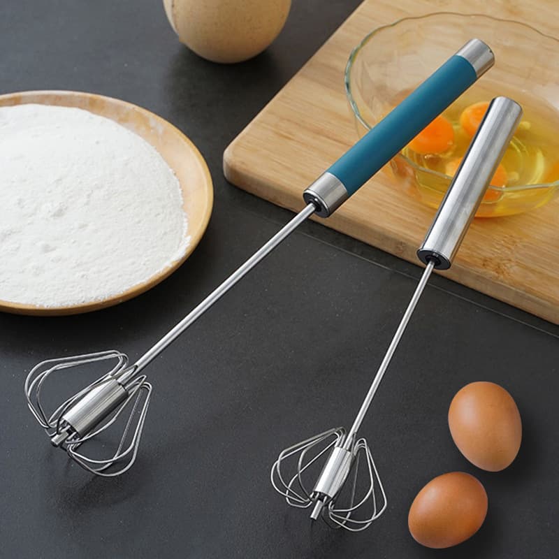Stainless Steel Semi-Automatic Egg Beater Household Manual Press-Type Rotary Egg Whisk Egg and Cream Mixing Stick