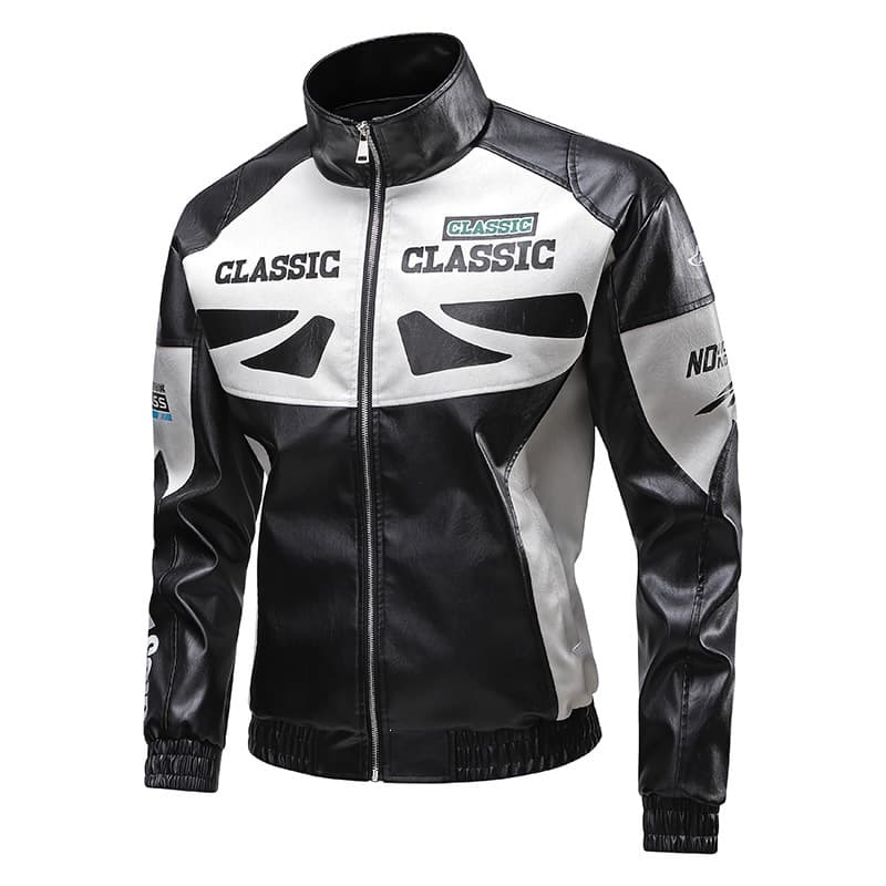Men's Motorcycle Leather Jacket Racing Riding Gear Biker Jacket