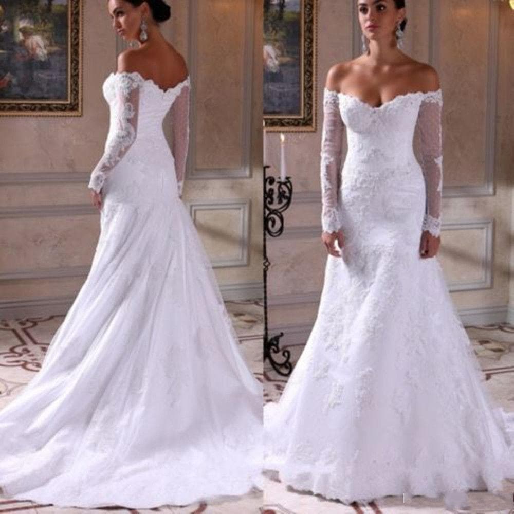 2022 Summer Wedding Dresses Mermaid Lace Wedding Dress with Train White Wholesale