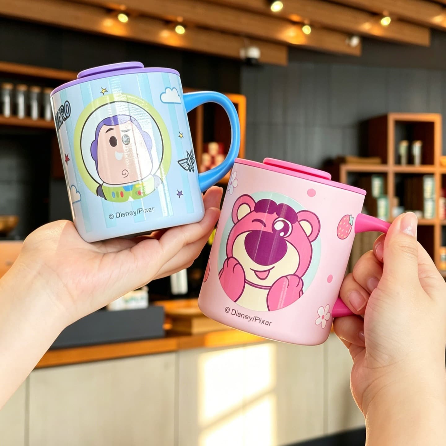 Toy Story Strawberry Bear Stainless Steel Cartoon High-Quality Mug with Lid Office Desk Cup