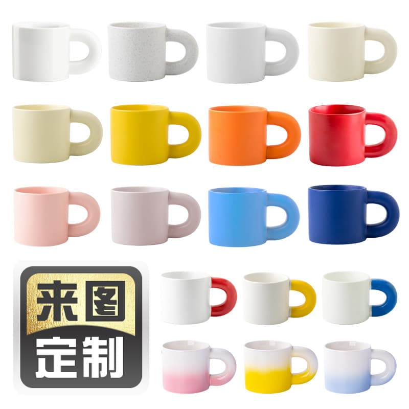Source manufacturer colorful glaze baked flowers with customized logo ceramic mug gift internet celebrity fat cup fat cup