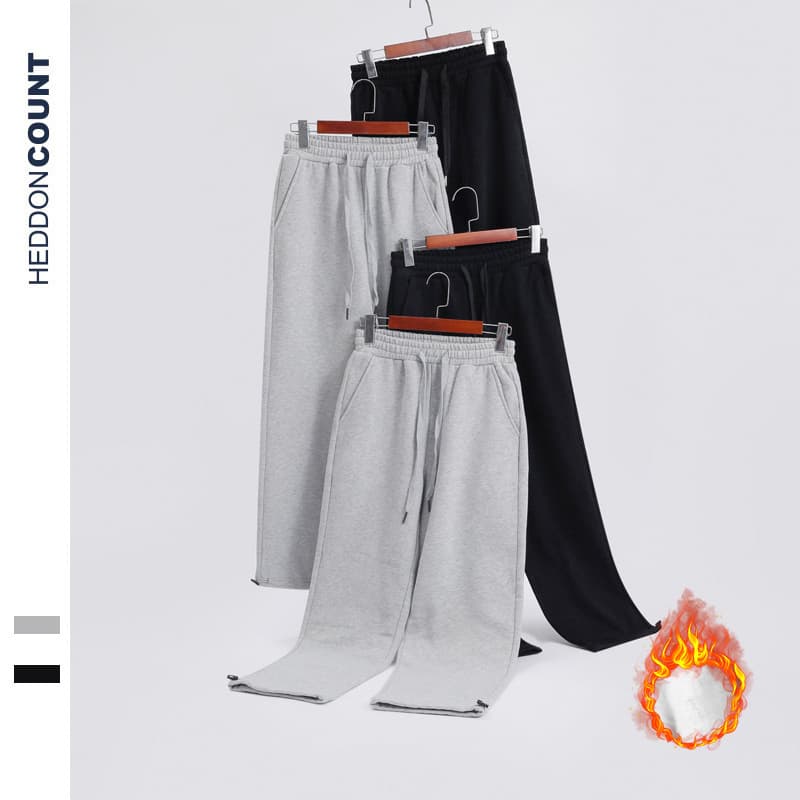 Dengjue men's wear 2025 autumn 350g heavyweight thick loose drawstring tapered-leg pants, men's fleece-lined sweatpants heavyweight long pants