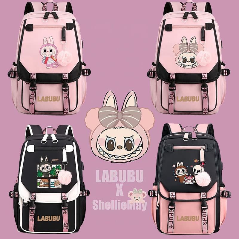 2024 New Labubu Elementary School Backpack for Boys, Grades 1-6, Kids' Double Shoulder Bag