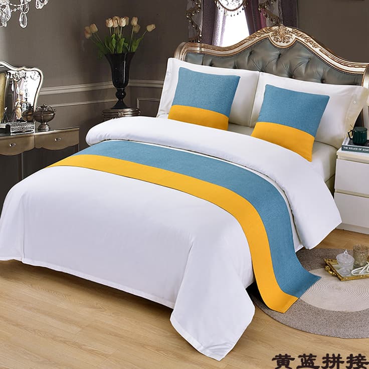 Nordic Hotel Bed Pillow and Runner Set, High-End Modern Minimalist Bedding with Bed End Mat and Cover