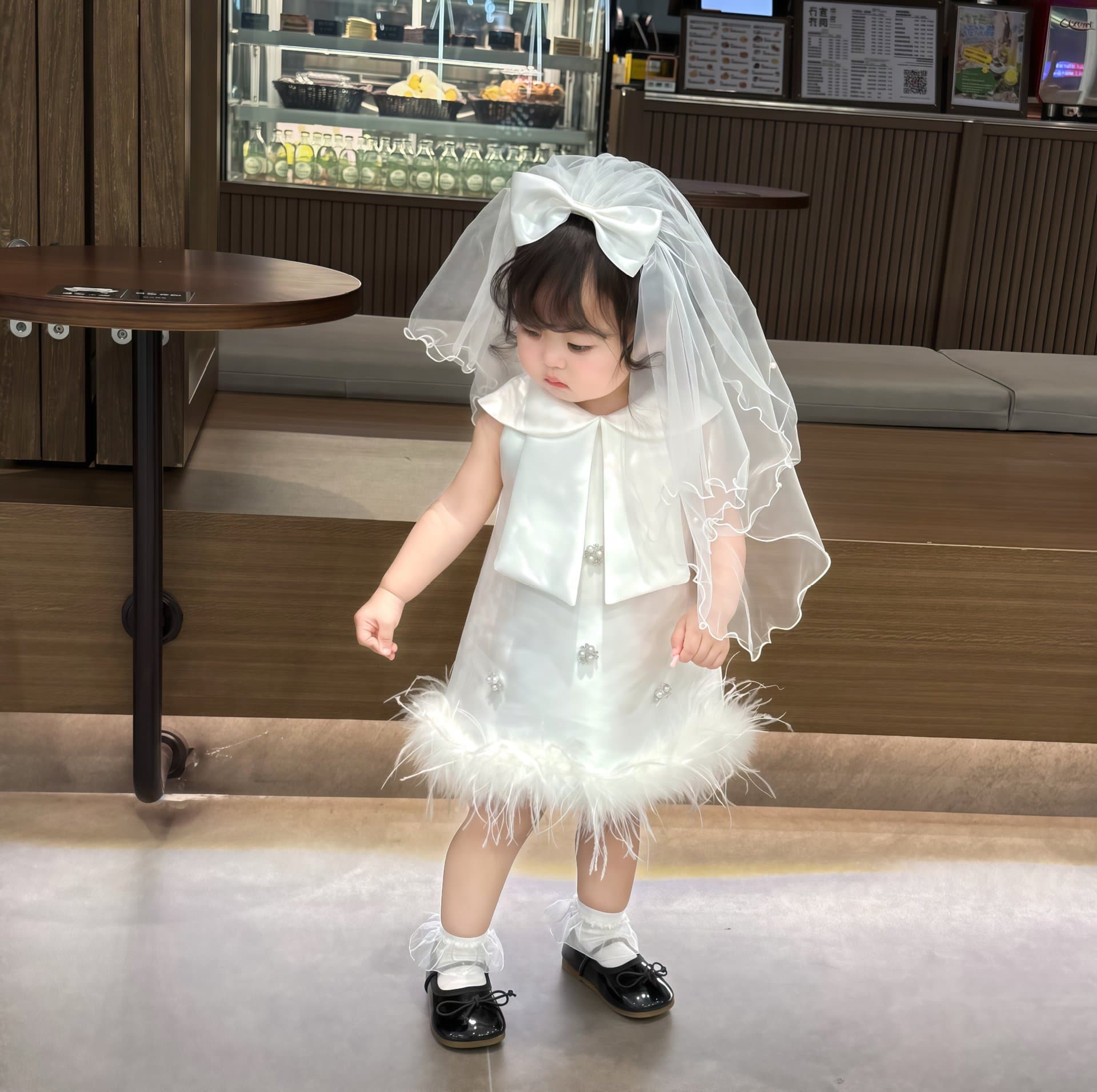 Baby Girl Summer White Korean-Style First Birthday Dress New Princess Flower Girl Dress High-End Birthday Gown