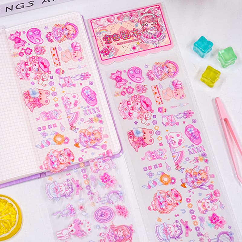 Cute Cartoon Stickers Student Stationery Handmade Stickers Internet Celebrity Creative DIY Sticker Set PET Account Stickers