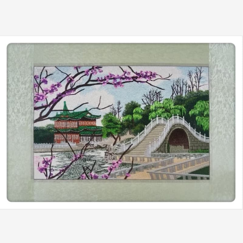 Suzhou embroidery decorative paintings, soft-mounted finished products, Suzhou embroidery paintings, tourist souvenirs, Jiangnan water town electric meter box decorative paintings