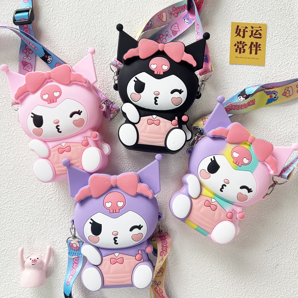 Cross-border popular Kuromi doll bag crossbody shoulder bag children's silicone coin purse waterproof and lightweight, factory direct shipping