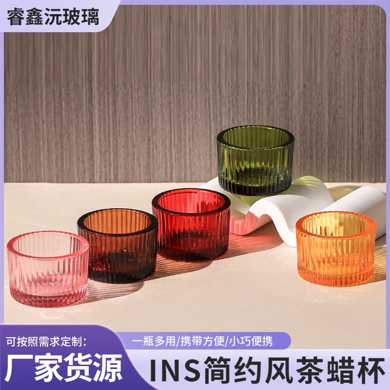 Cross-border Amazon glass candle cup colored transparent aromatherapy candle holder high-appearance fine texture thick-walled home decor bottle