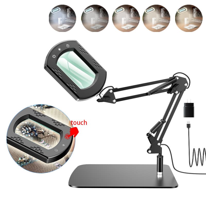 Multifunctional repair magnifying glass, desktop soldering iron with light, PCB circuit board soldering workbench, desk lamp.