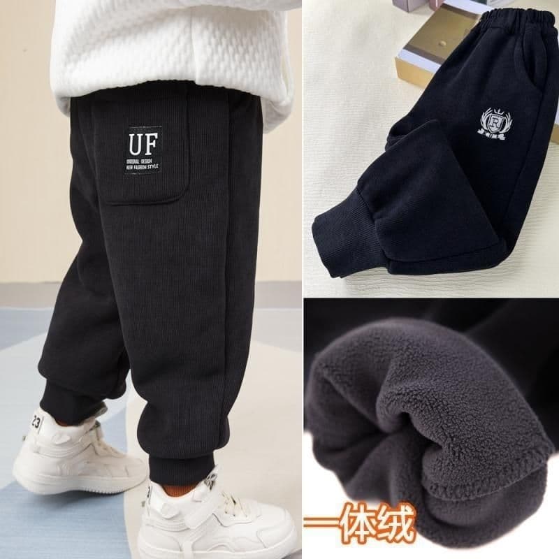 Children's clothing boys' fleece pants autumn and winter 2025 new boys' winter thickened sports pants for small and medium-sized children trendy