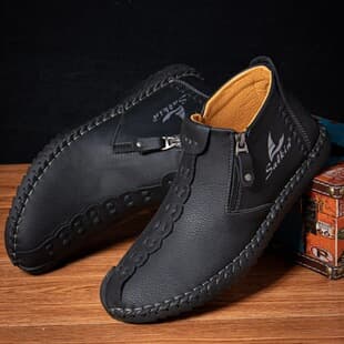 Spring/Autumn New High-top Martin Boots, Zipper Handmade Short Boots, Men's Large Size Outdoor Warm Boots for Export