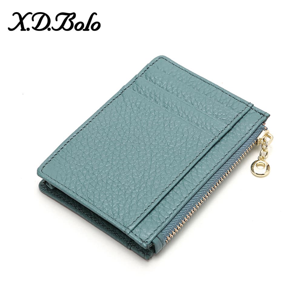 Ultra-thin Leather Card Holder Multi-card Slot Small Wallet Zipper Coin Purse Women's Korean Style Simple Hard Coin Bag