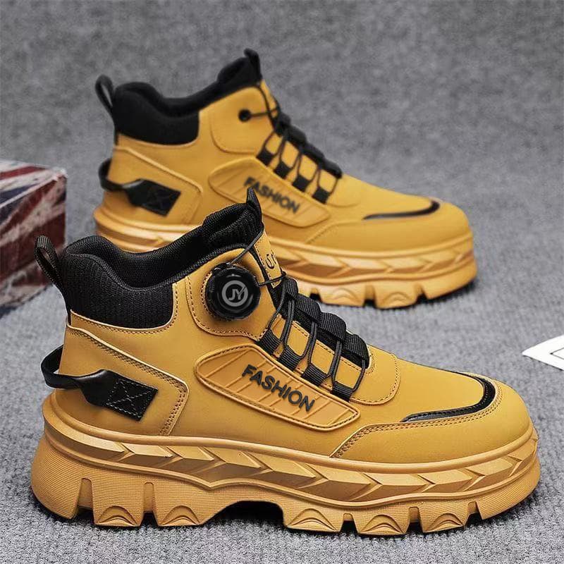 Safety Work Boots for Men Autumn New High-Top Engineer Boots Men's British Retro Short Boots Thick Sole Martin Boots Men's Fashion