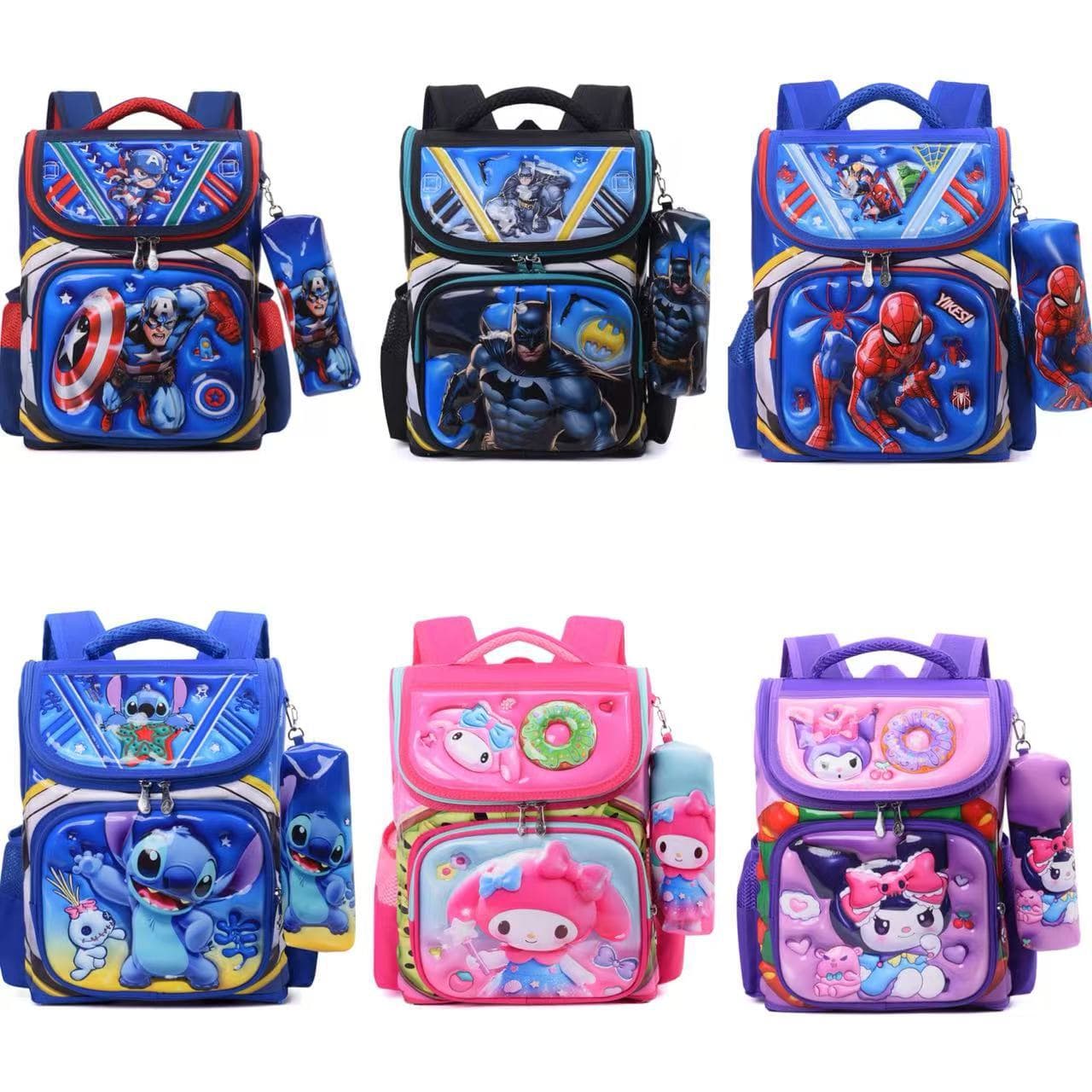 Foreign trade two-piece backpack children's 3D hard shell bag boys and girls backpack cartoon Kurome Spider-Man student school bag