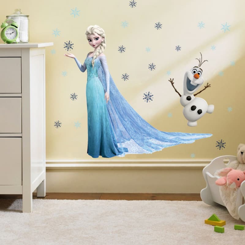 Cartoon Frozen Wallpaper Stickers Home Kids Room Decorative Painting Elsa Princess Self-Adhesive Wall Stickers Wholesale