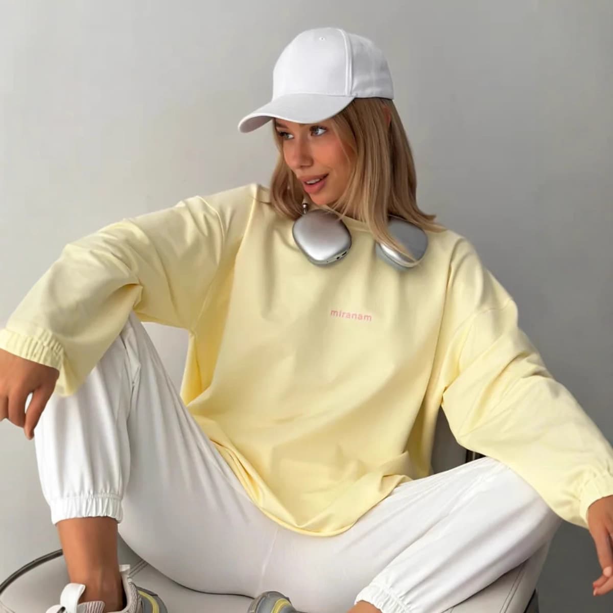 100% Pure Cotton Long-Sleeved T-Shirt Spring and Autumn Fashionable and Chic Literary Print Loose and Versatile Flesh-Covering Top for Women