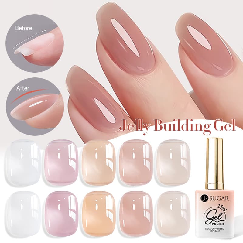 UR SUGAR Natural Look Builder Base Gel, Sheer 4-in-1 Construction Gel, Nude Gel Polish